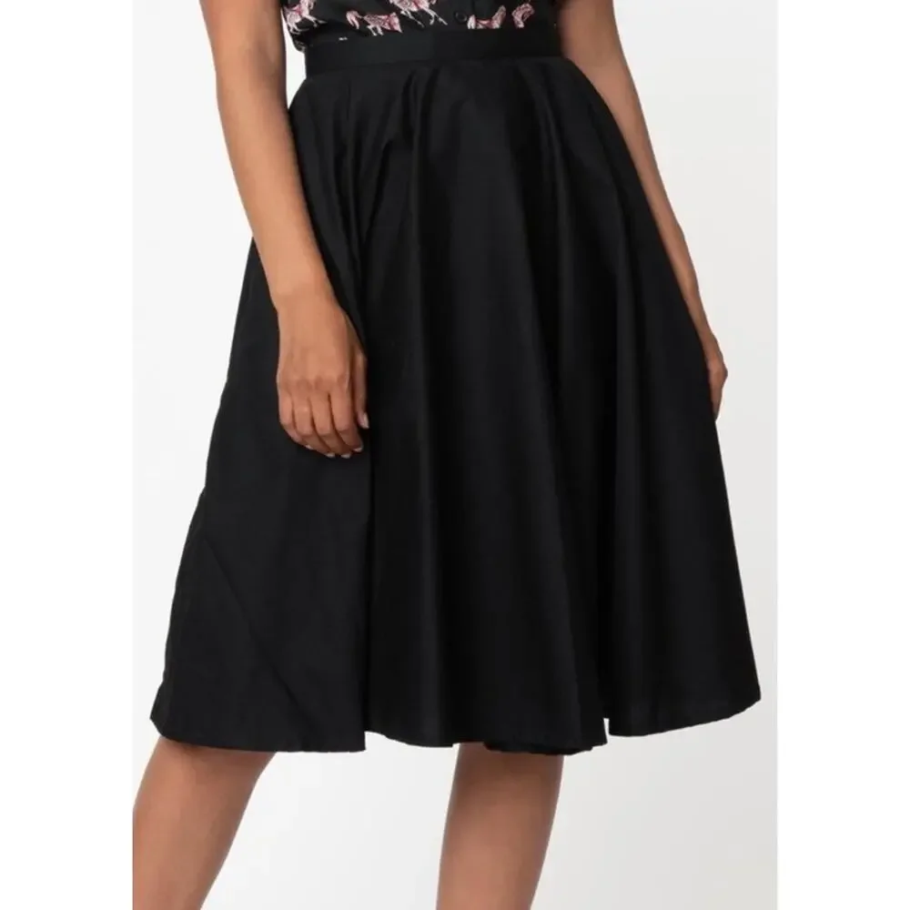 Unique Vintage Magnolia Place Black Sally High Waist Swing Skirt 4XL NWOT